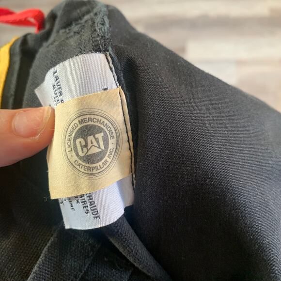 Caterpillar Work Pants Black Utility Cargo Cotton 40x32 Cropped Carpentercore - Picture 9 of 10